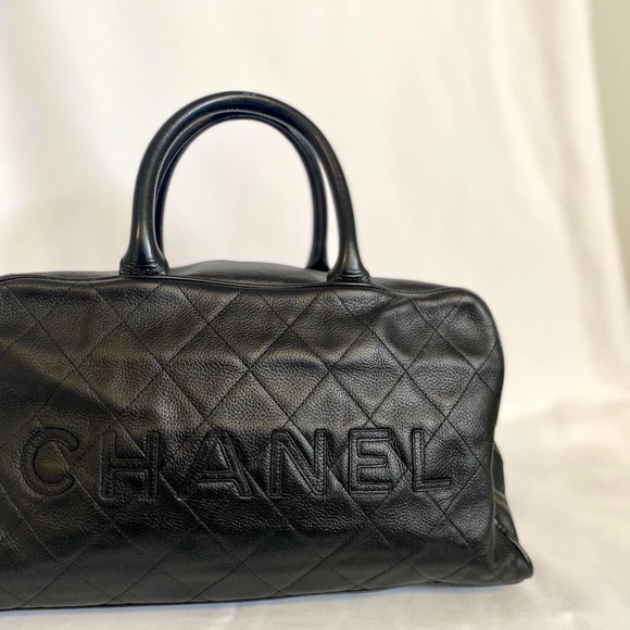 Authenticated CC Black Leather Bowling Bag - Picture 3 of 16